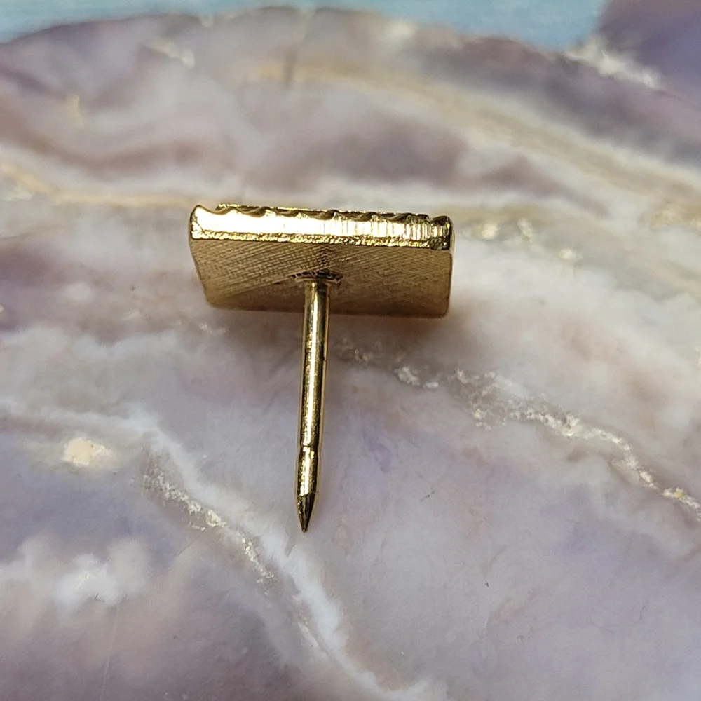 Black Enamel Square Tie Tack Clip.